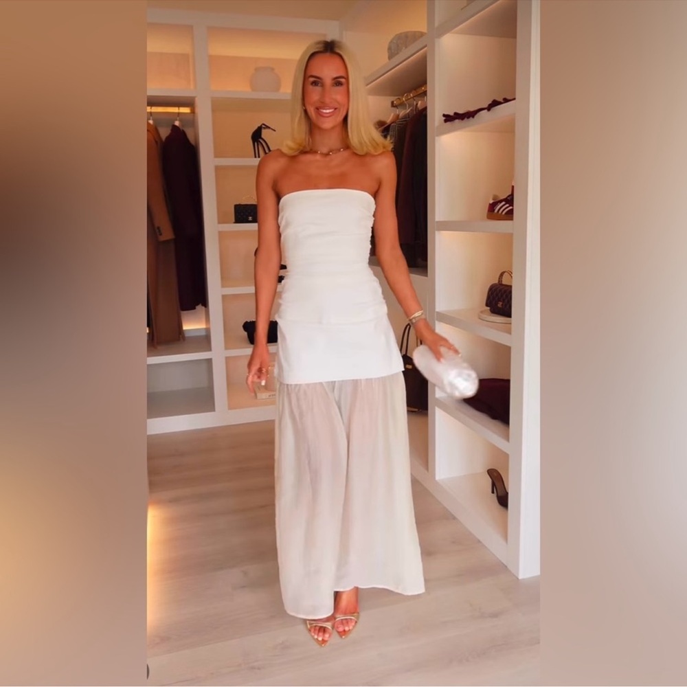 ZARA COMBINATION STRAPLESS MIDI DRESS - Picture 6 of 17